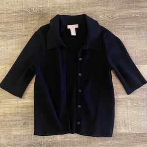 H&M collared open ribbed short sleeve shirt
